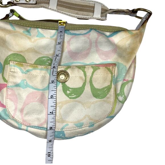 Coach Y2K Hobo Bag White Scribble C Canvas Small Purse Leather Accent Sold As Is - Picture 5 of 9